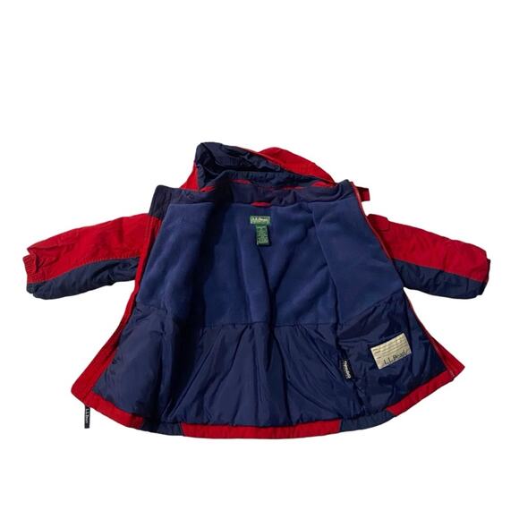 Boys L.L. Bean Size 4T Puffer Hoodie Jacket Red and Blue Thinsulate Insulation - Picture 6 of 13